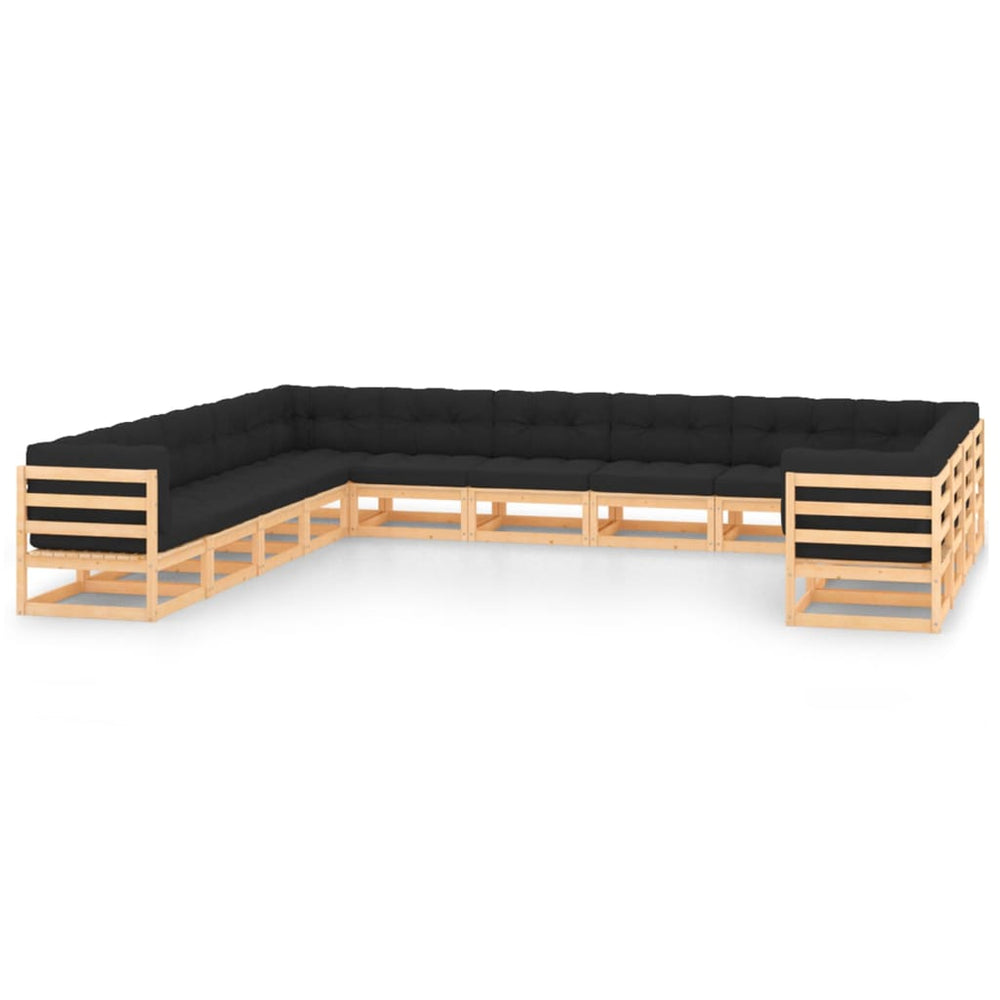 13-delige Loungeset met antracietkleurige kussens grenenhout MeubelReus