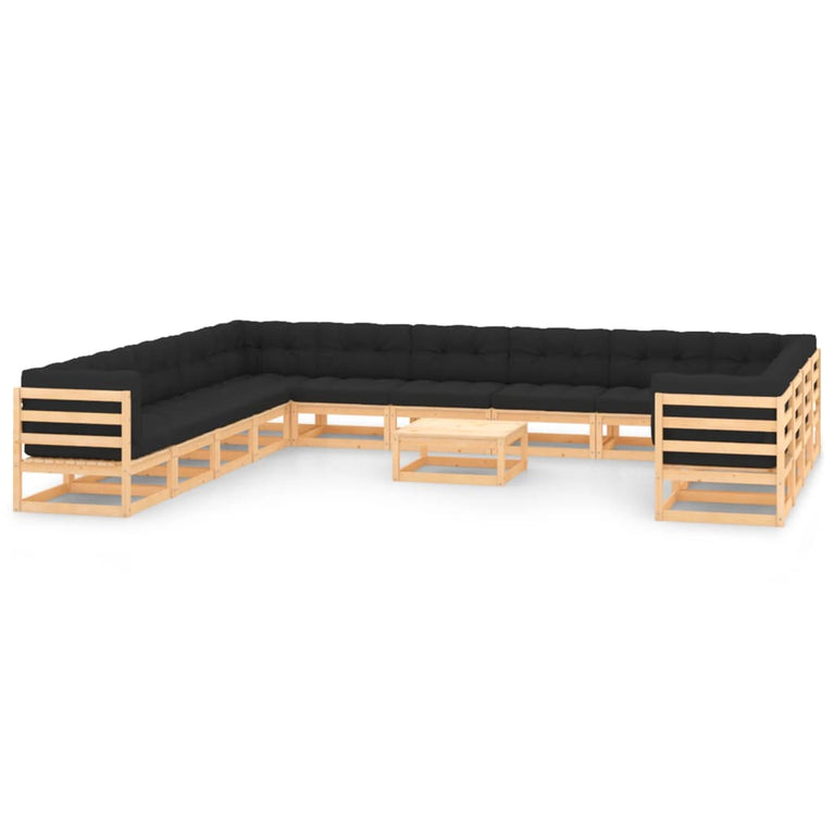 14-delige Loungeset met antracietkleurige kussens grenenhout MeubelReus