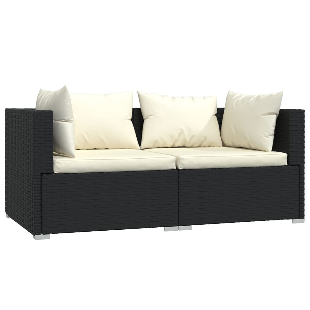 3-delige Loungeset met kussens poly rattan zwart MeubelReus