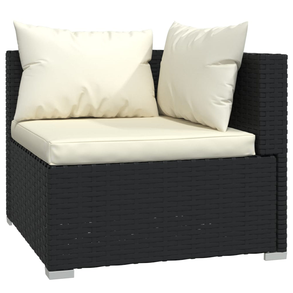 3-delige Loungeset met kussens poly rattan zwart MeubelReus