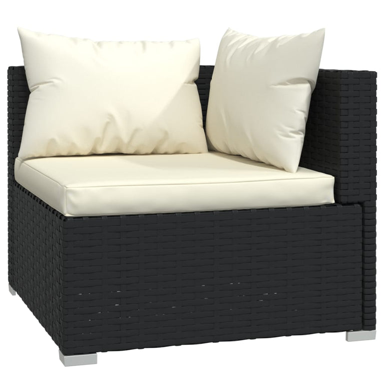 3-delige Loungeset met kussens poly rattan zwart MeubelReus