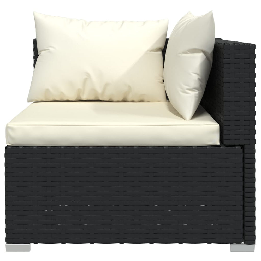 3-delige Loungeset met kussens poly rattan zwart MeubelReus