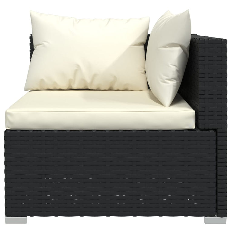 3-delige Loungeset met kussens poly rattan zwart MeubelReus