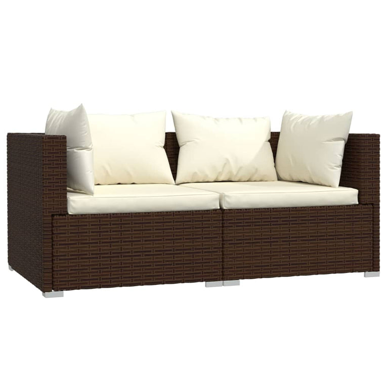 3-delige Loungeset met kussens poly rattan bruin MeubelReus