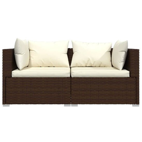 3-delige Loungeset met kussens poly rattan bruin MeubelReus