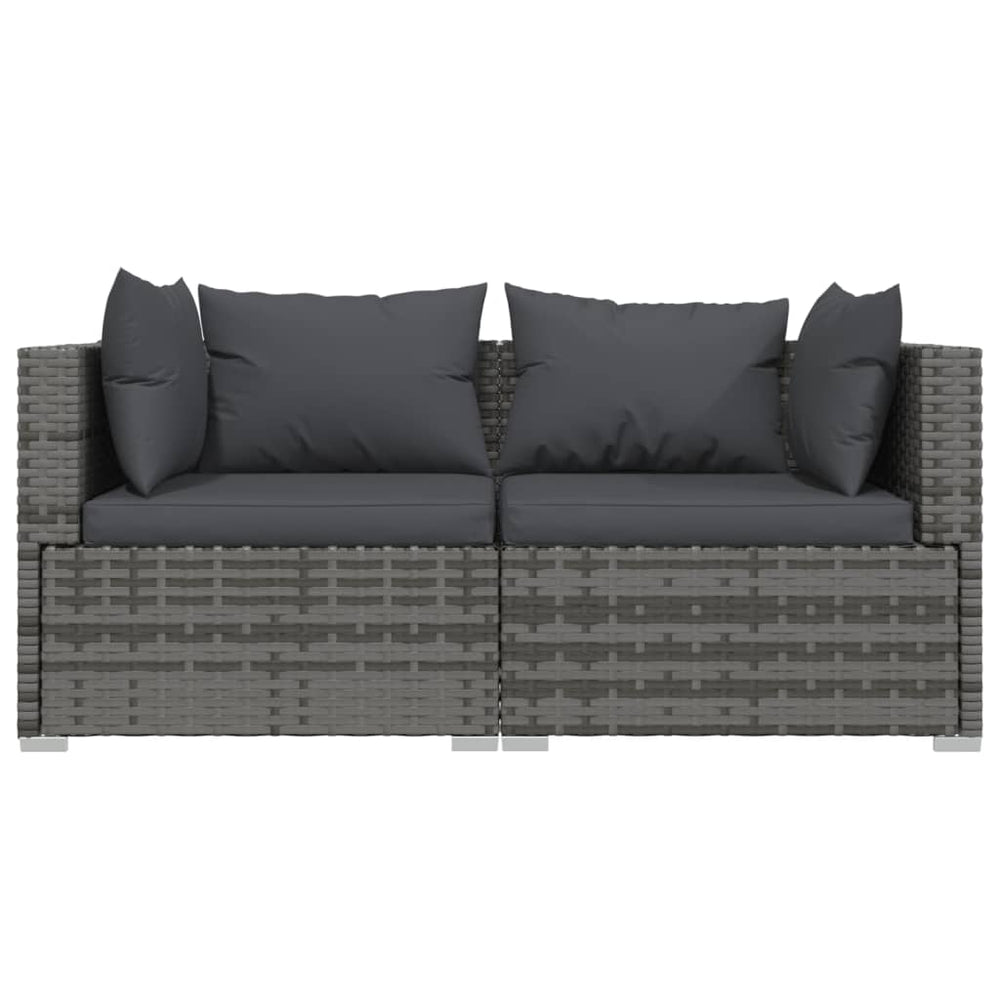 3-delige Loungeset met kussens poly rattan grijs MeubelReus
