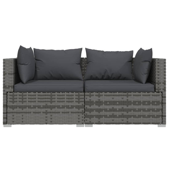 3-delige Loungeset met kussens poly rattan grijs MeubelReus