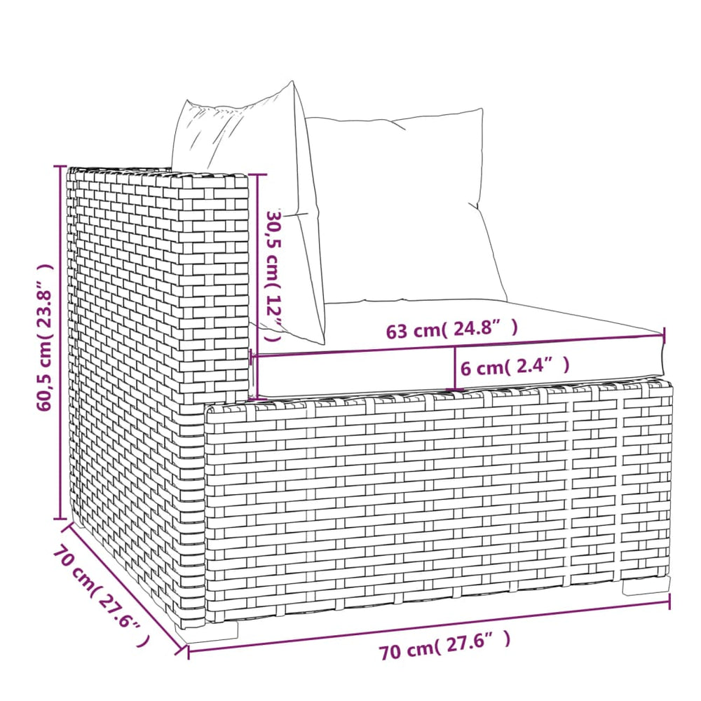 3-delige Loungeset met kussens poly rattan grijs MeubelReus