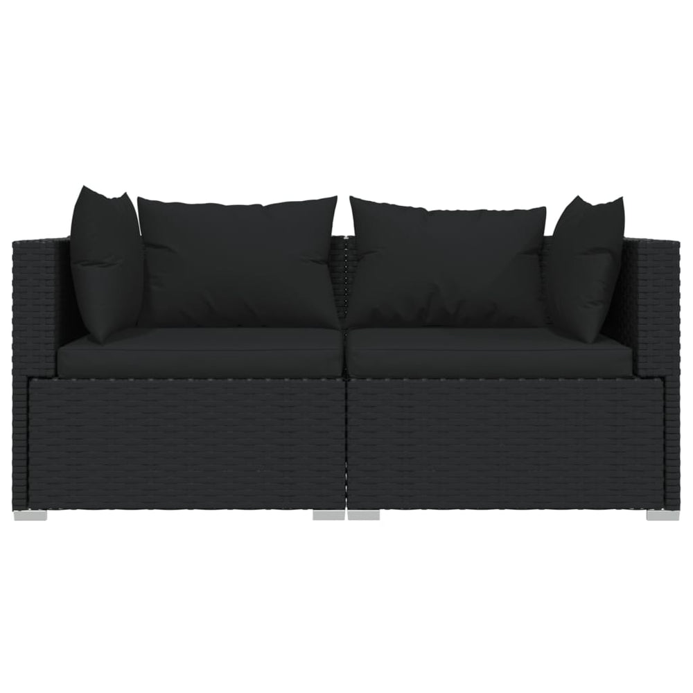 3-delige Loungeset met kussens poly rattan zwart MeubelReus