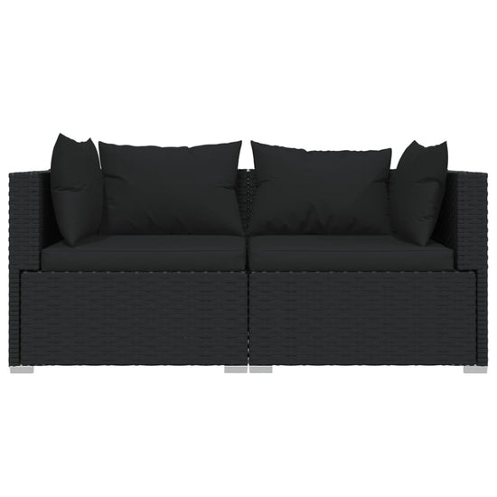 3-delige Loungeset met kussens poly rattan zwart MeubelReus