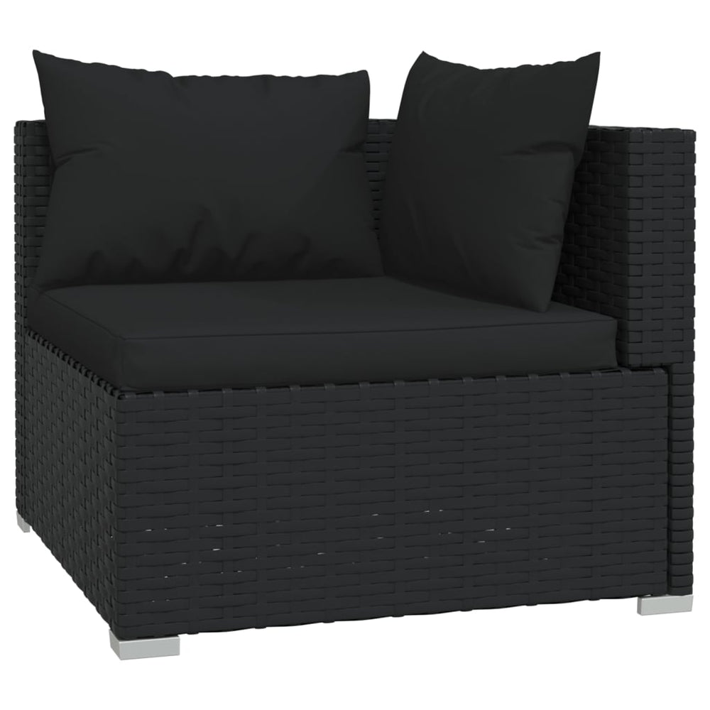 3-delige Loungeset met kussens poly rattan zwart MeubelReus