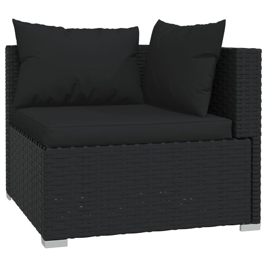 3-delige Loungeset met kussens poly rattan zwart MeubelReus