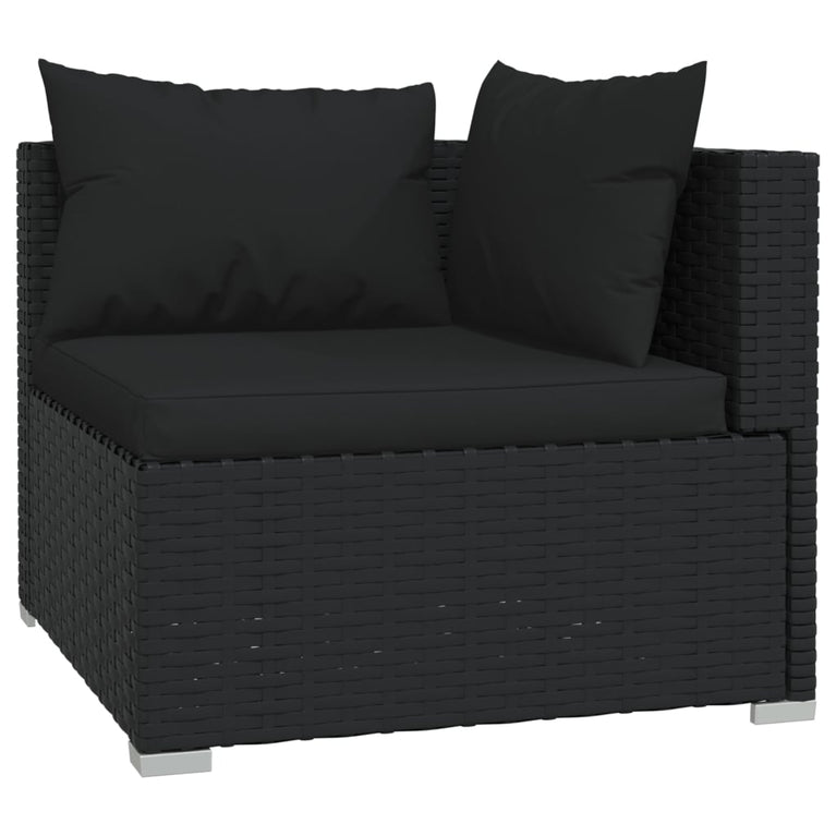 3-delige Loungeset met kussens poly rattan zwart MeubelReus