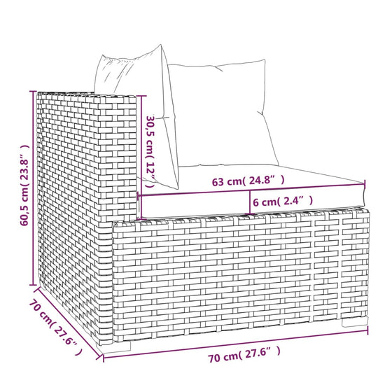 3-delige Loungeset met kussens poly rattan zwart MeubelReus