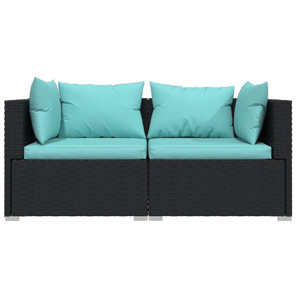 3-delige Loungeset met kussens poly rattan zwart MeubelReus