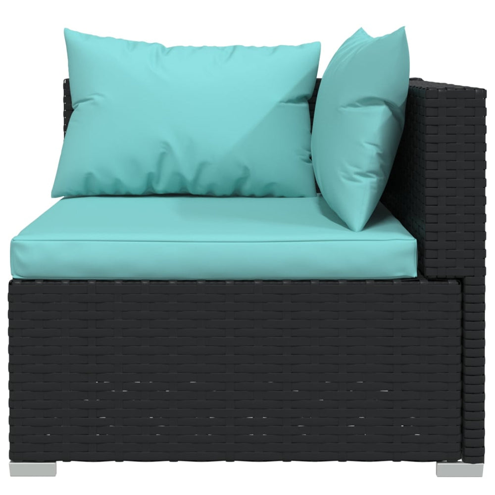 3-delige Loungeset met kussens poly rattan zwart MeubelReus