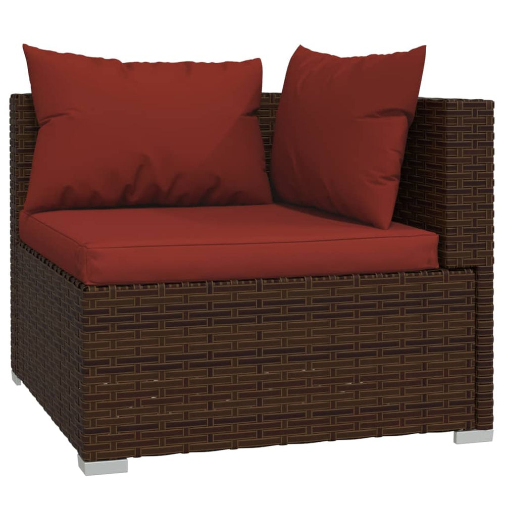 3-delige Loungeset met kussens poly rattan bruin MeubelReus