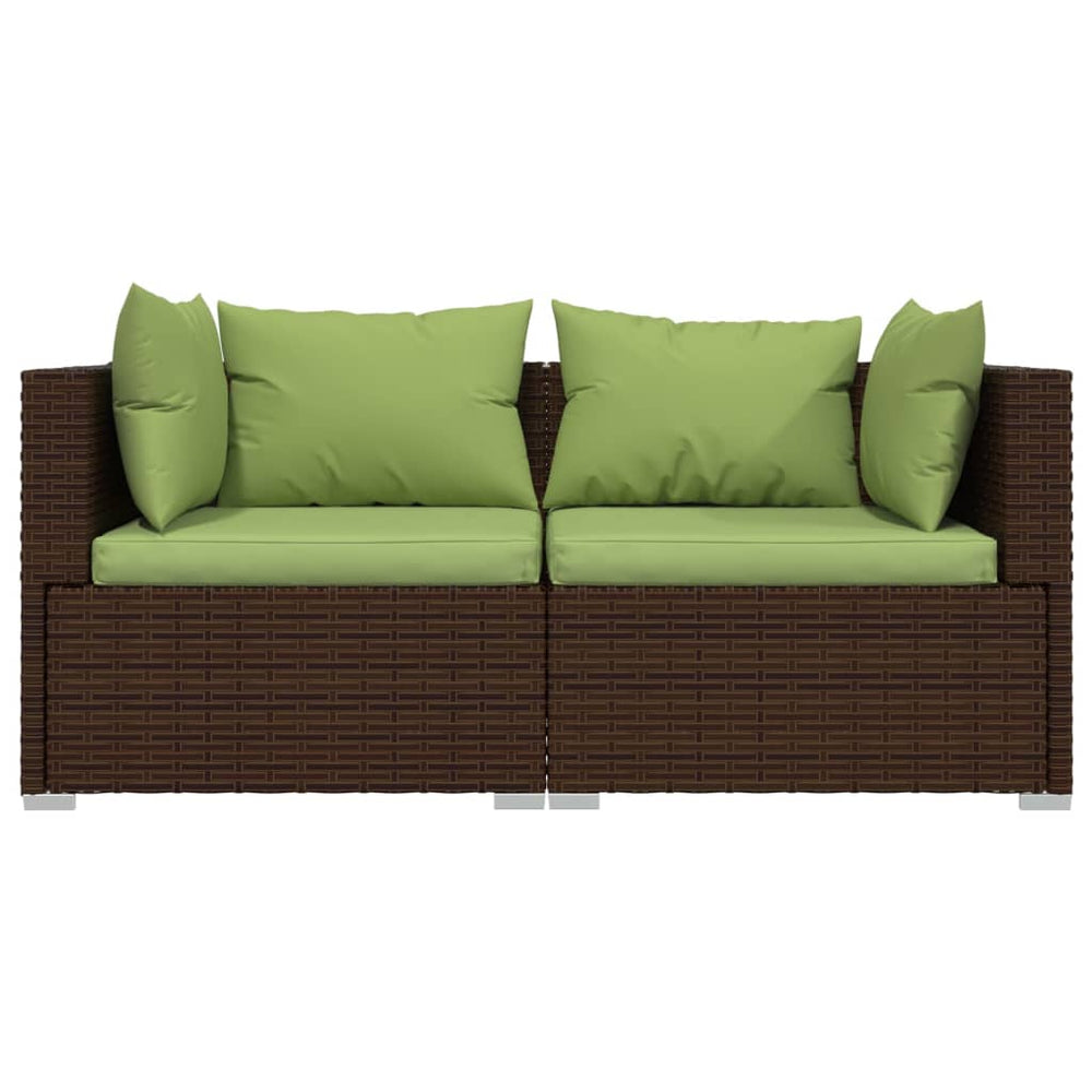 3-delige Loungeset met kussens poly rattan bruin MeubelReus