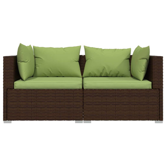 3-delige Loungeset met kussens poly rattan bruin MeubelReus