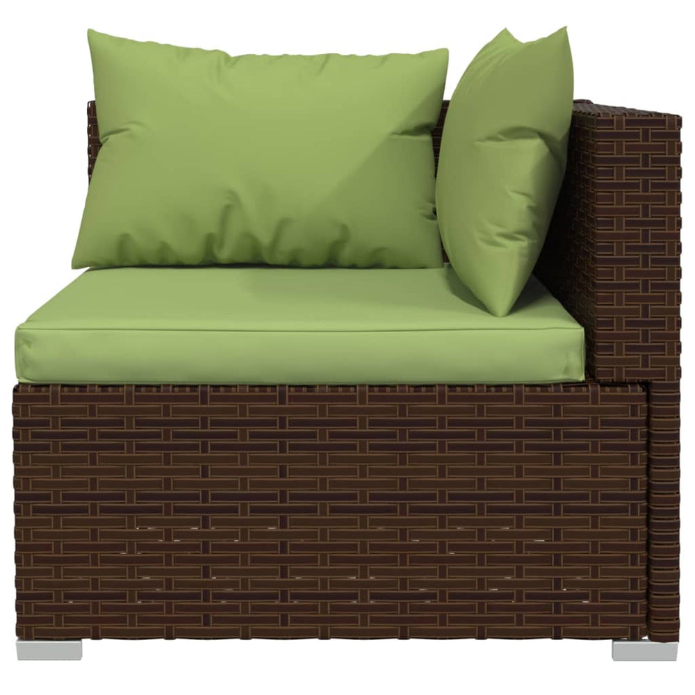 3-delige Loungeset met kussens poly rattan bruin MeubelReus