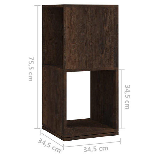 Draaikast 34,5x34,5x75,5 cm spaanplaat gerookt eiken MeubelReus
