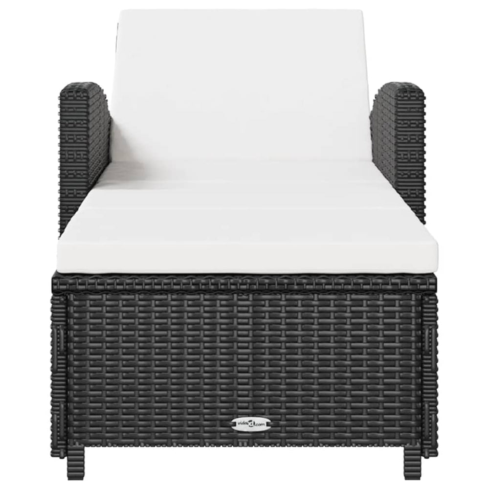Ligbed met crèmewit kussen poly rattan zwart MeubelReus