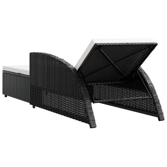Ligbed met crèmewit kussen poly rattan zwart MeubelReus