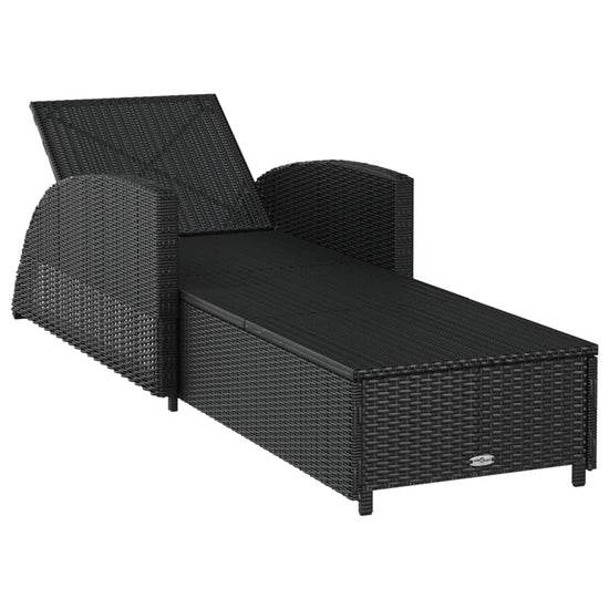 Ligbed met crèmewit kussen poly rattan zwart MeubelReus