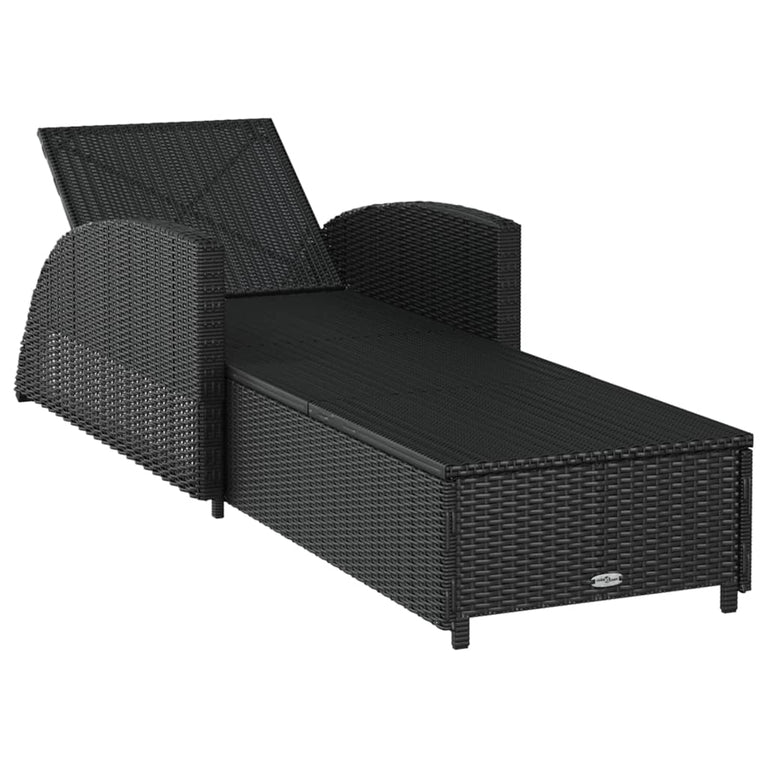 Ligbed met crèmewit kussen poly rattan zwart MeubelReus