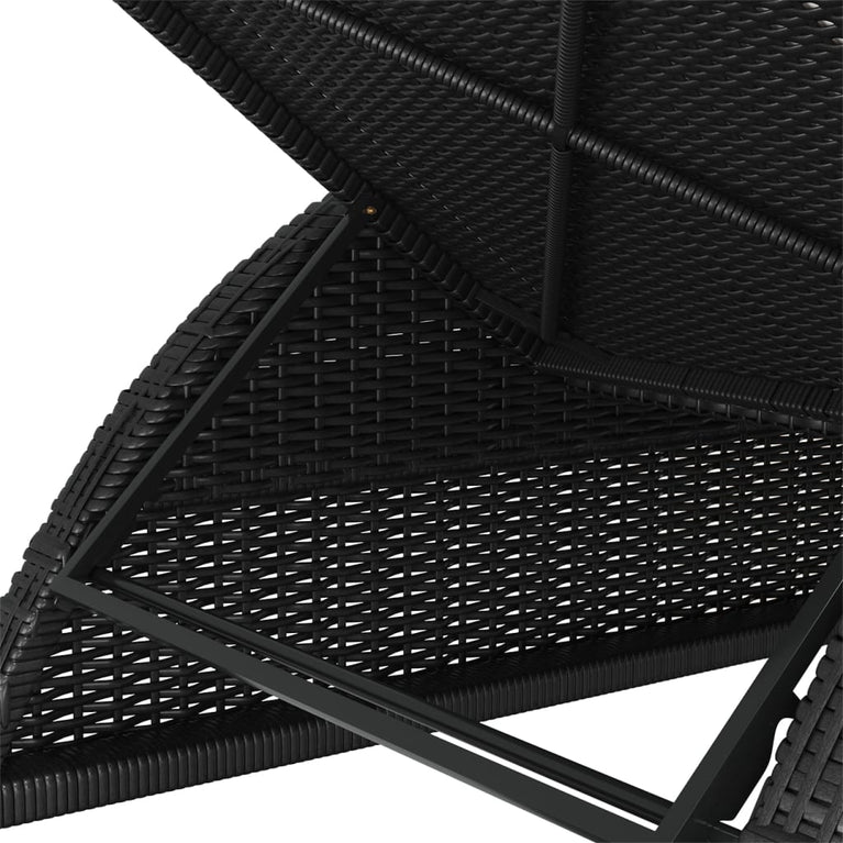 Ligbed met crèmewit kussen poly rattan zwart MeubelReus