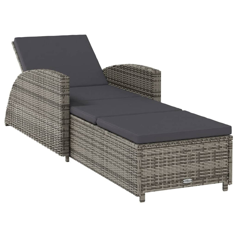 Ligbed met donkergrijs kussen poly rattan grijs MeubelReus