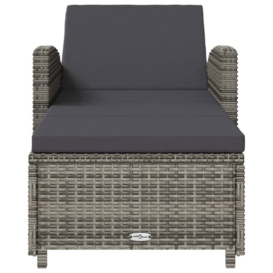 Ligbed met donkergrijs kussen poly rattan grijs MeubelReus