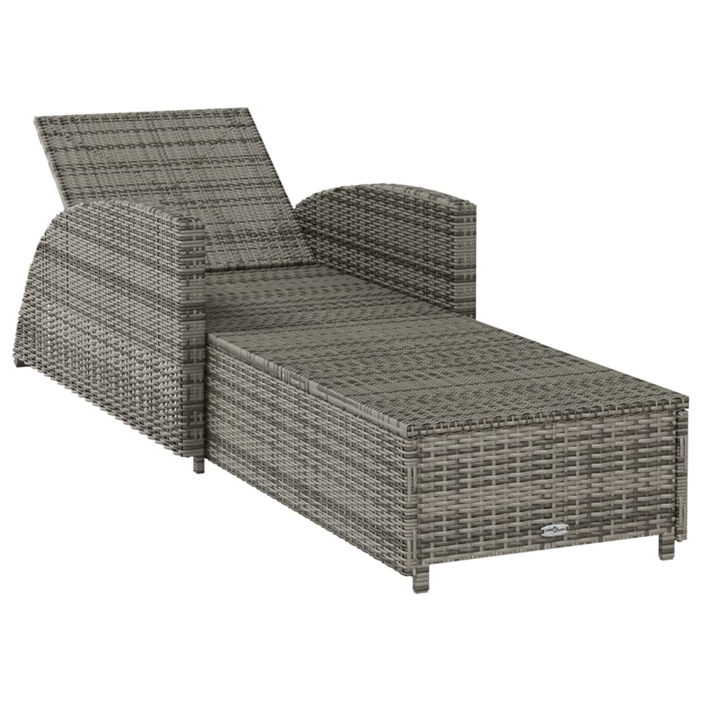 Ligbed met donkergrijs kussen poly rattan grijs MeubelReus