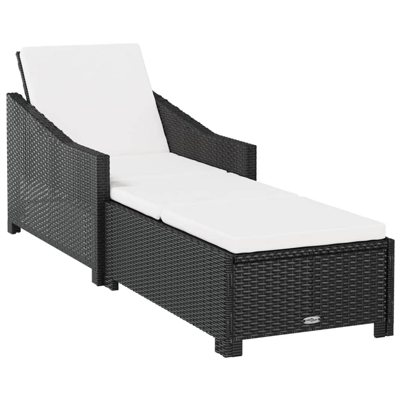 Ligbed met crèmewit kussen poly rattan zwart MeubelReus