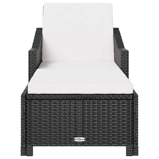 Ligbed met crèmewit kussen poly rattan zwart MeubelReus