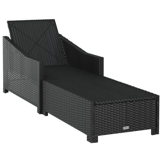 Ligbed met crèmewit kussen poly rattan zwart MeubelReus