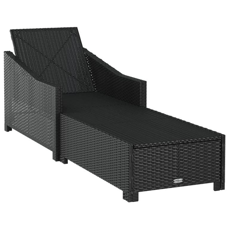 Ligbed met crèmewit kussen poly rattan zwart MeubelReus