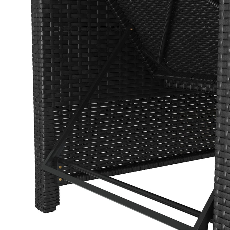 Ligbed met crèmewit kussen poly rattan zwart MeubelReus