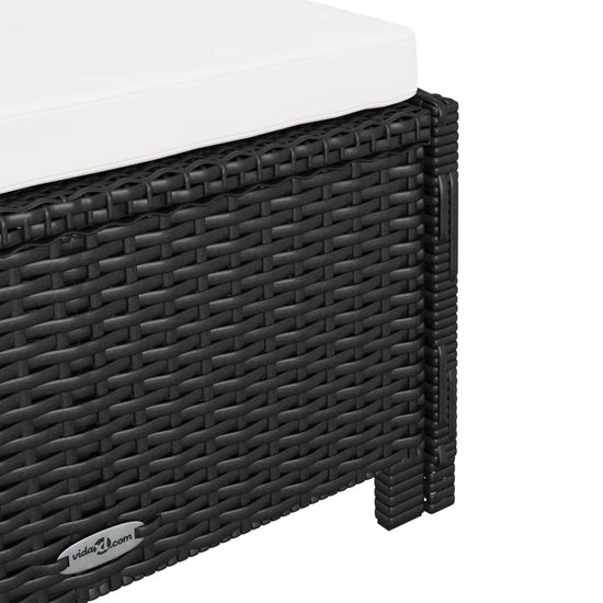 Ligbed met crèmewit kussen poly rattan zwart MeubelReus