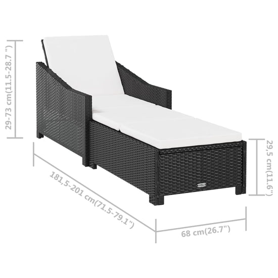 Ligbed met crèmewit kussen poly rattan zwart MeubelReus