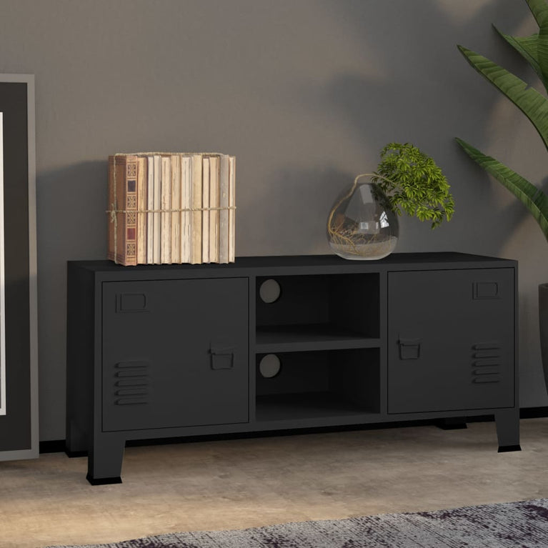 Tv-meubel industrieel 105x35x42 cm metaal zwart MeubelReus
