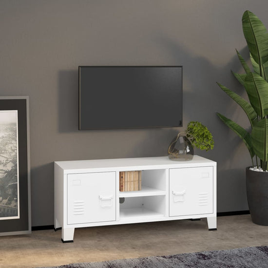 Tv-meubel industrieel 105x35x42 cm metaal wit MeubelReus