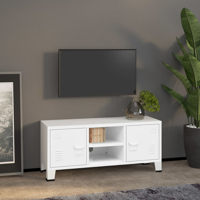 Tv-meubel industrieel 105x35x42 cm metaal wit MeubelReus