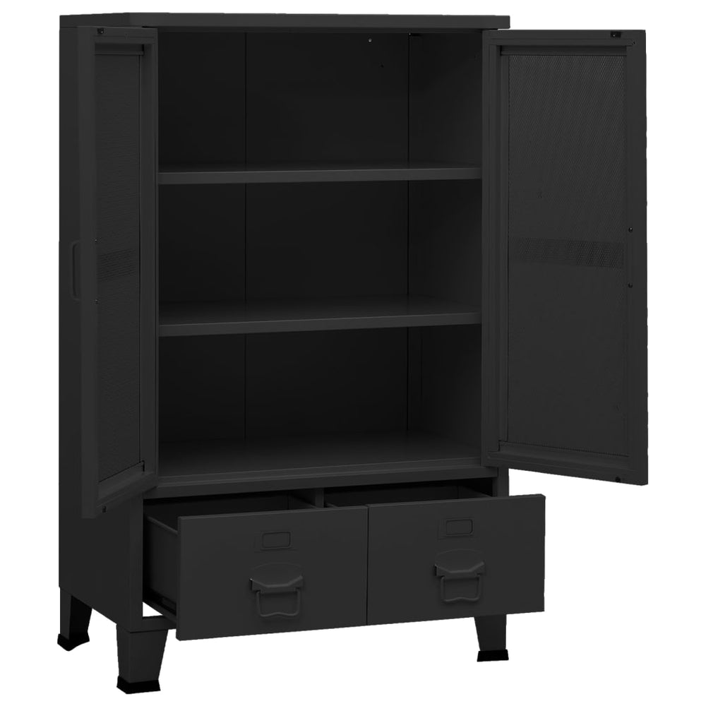 Opbergkast industrieel 70x40x115 cm metaal zwart MeubelReus