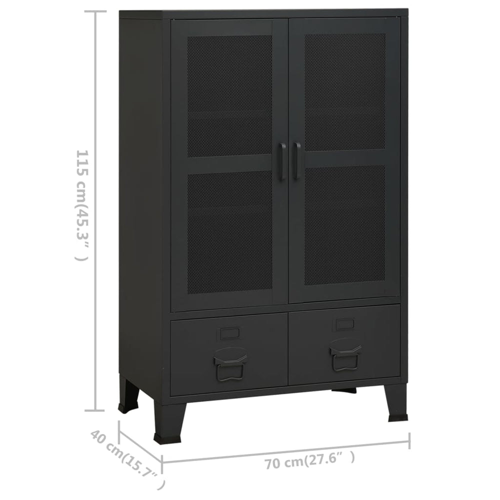 Opbergkast industrieel 70x40x115 cm metaal zwart MeubelReus