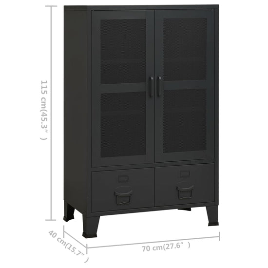 Opbergkast industrieel 70x40x115 cm metaal zwart MeubelReus