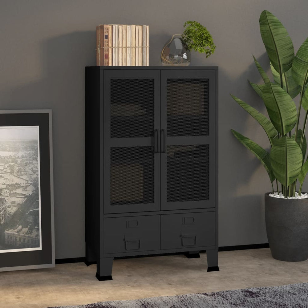Opbergkast industrieel 70x40x115 cm metaal zwart MeubelReus