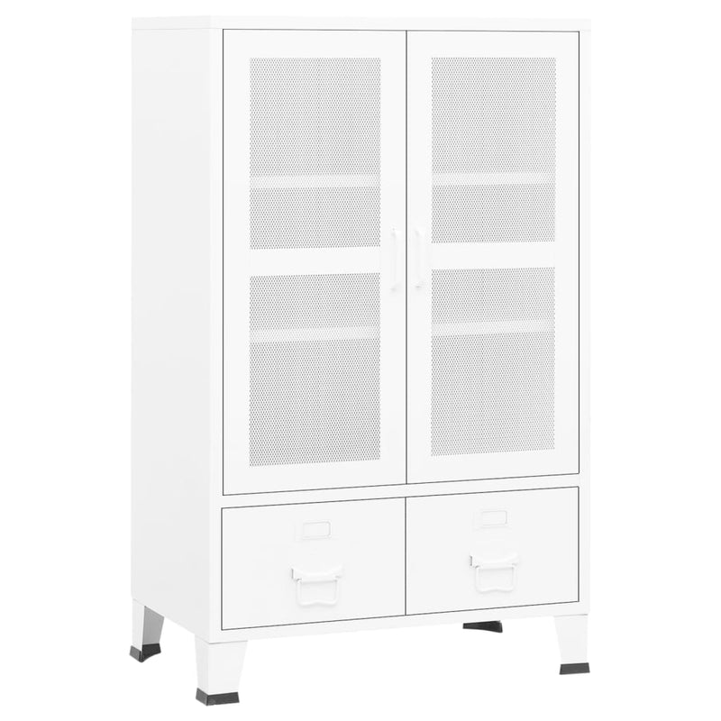 Opbergkast industrieel 70x40x115 cm metaal wit MeubelReus