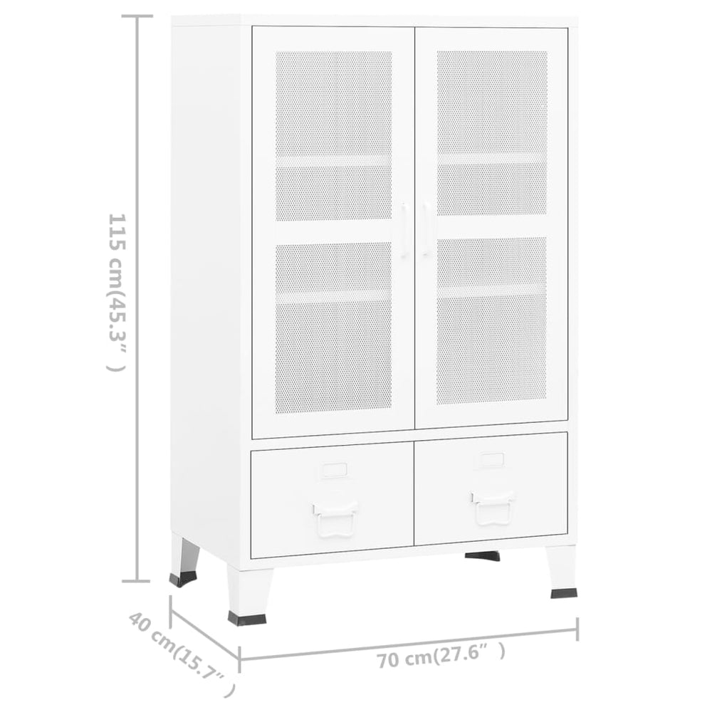 Opbergkast industrieel 70x40x115 cm metaal wit MeubelReus