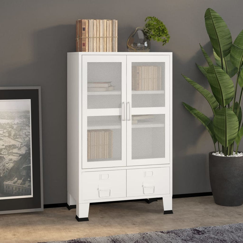 Opbergkast industrieel 70x40x115 cm metaal wit MeubelReus
